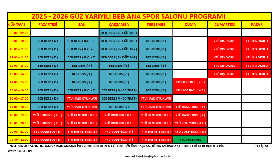 Kapalı Spor Salon Programı